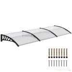 Outsunny Acoperiș din Policarbonat și Aluminiu pentru Balcoane, Ferestre și Uși, Pensilină Exterioară cu Suport din PP, 303x96x27 cm, Transparent