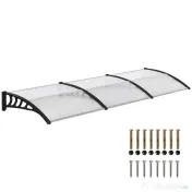 Outsunny Acoperiș din Policarbonat și Aluminiu pentru Balcoane, Ferestre și Uși, Pensilină Exterioară cu Suport din PP, 303x96x27 cm, Transparent 