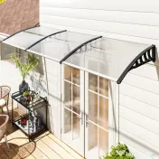 Outsunny Acoperiș din Policarbonat și Aluminiu pentru Balcoane, Ferestre și Uși, Pensilină Exterioară cu Suport din PP, 303x96x27 cm, Transparent 