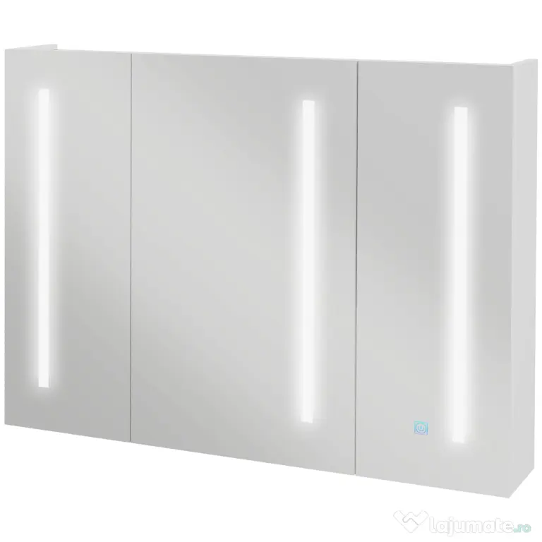 Kleankin Dulap cu Oglindă LED pentru Baie, USB, Raft Reglabil, 90x15x70cm, Alb Lucios | Aosom Romania