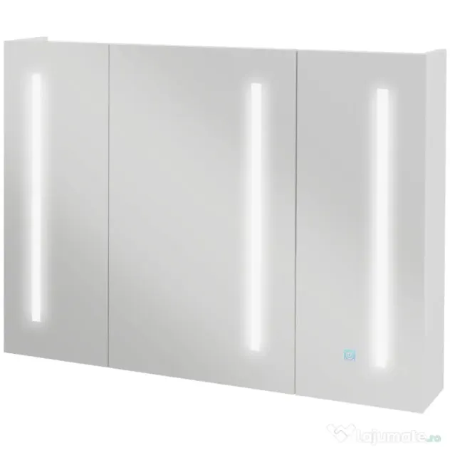 Kleankin Dulap cu Oglindă LED pentru Baie, USB, Raft Reglabil, 90x15x70cm, Alb Lucios | Aosom Romania