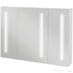 kleankin Dulap de Baie cu Oglinda cu LED,  Alb Lucios
