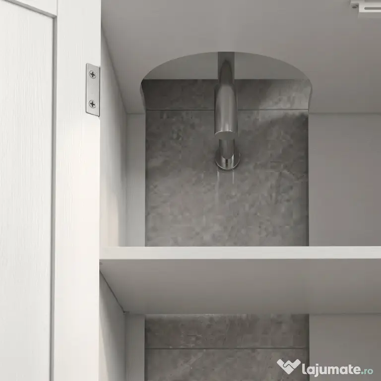 kleankin Dulap Rustic pentru Chiuveta din Baie, Dulap de Depozitare pentru sub Chiuveta cu Usi Duble si Rafturi, Alb