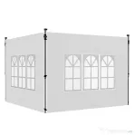 Outsunny Pereți Laterali pentru Foișor 3x3 sau 3x4 cu Ferestre Incluse, din Plastic și Țesătură Oxford, 295x195 cm, Alb
