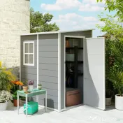 Outsunny Magazie din metal pentru gradina, Gri