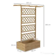 Outsunny Ghiveci din Lemn cu Spalier, Inaltat, Protectie Privata pentru Cultivarea Legumelor, Ton Natural | Aosom Romania 