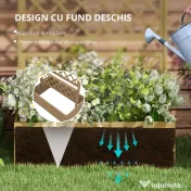 Outsunny Ghiveci din Lemn cu Spalier, Inaltat, Protectie Privata pentru Cultivarea Legumelor, Ton Natural | Aosom Romania 