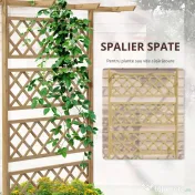 Outsunny Ghiveci din Lemn cu Spalier, Inaltat, Protectie Privata pentru Cultivarea Legumelor, Ton Natural | Aosom Romania 