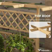 Outsunny Ghiveci din Lemn cu Spalier, Inaltat, Protectie Privata pentru Cultivarea Legumelor, Ton Natural | Aosom Romania 