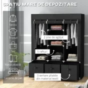 Homcom sifonier Pliabil Textil – Cu Rafturi & Sertare, Ideal pentru Spatii Mici | Aosom Romania 
