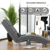 HOMCOM Fotoliu de Masaj cu 8 Puncte Vibrante și Încălzire, 5 Moduri, Temporizator și Telecomandă, Gri | Aosom Romania 