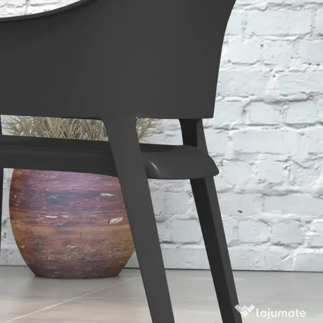 Outsunny Set de 4 Scaune de Grădină Negre, Stivuibile, cu Spătar Înalt și Cotieră, din PP, Stil Modern pentru Exterior | Aosom Romania