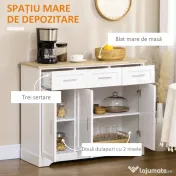 HOMCOM Bufet Modern din MDF și PAL cu Raft Reglabil, Dulap Multifuncțional cu 3 Sertare și 3 Uși, 101x39x82 cm, Alb | Aosom Romania 
