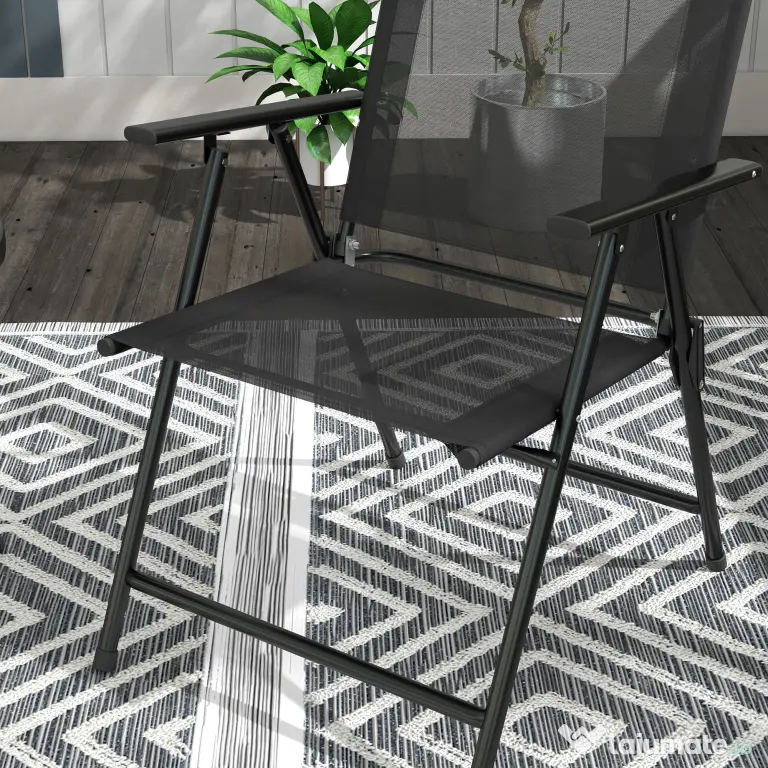 Outsunny Set de Exterior din 3 Piese cu Masă cu Blat din Sticlă și 2 Scaune Pliabile din Plasă, Ф45x50 cm, Gri Deschis | Aosom Romania