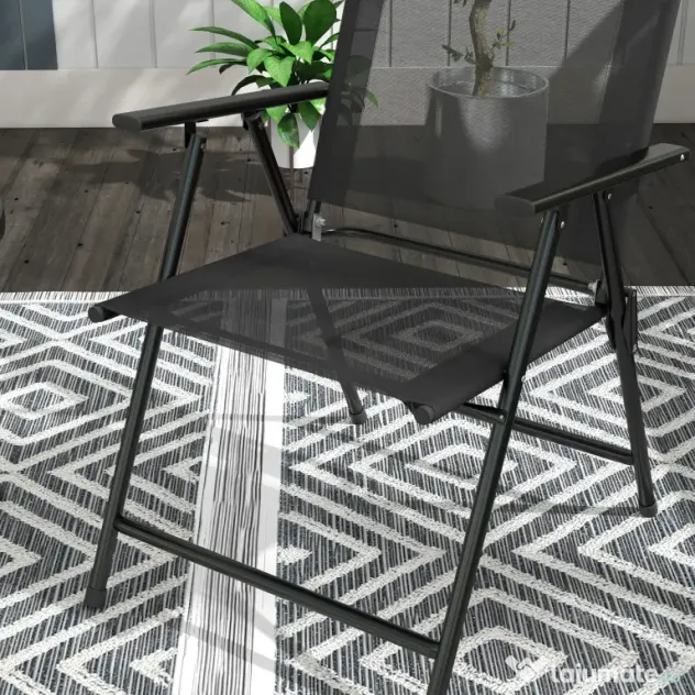 Outsunny Set de Exterior din 3 Piese cu Masă cu Blat din Sticlă și 2 Scaune Pliabile din Plasă, Ф45x50 cm, Gri Deschis | Aosom Romania