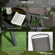 Outsunny Set de Grădină cu 3 Piese, cu Masă cu Blat din Sticlă - Maro | Aosom Romania