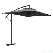 Outsunny Umbrelă Consolă 3m cu Bază în Cruce, Model Banana cu Manivelă, 6 Spite, Umbrelă Dreptunghiulară pentru Terasă, Gri | Aosom Romania 