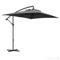 Outsunny Umbrelă Consolă 3m cu Bază în Cruce, Model Banana cu Manivelă, 6 Spite, Umbrelă Dreptunghiulară pentru Terasă, Gri | Aosom Romania