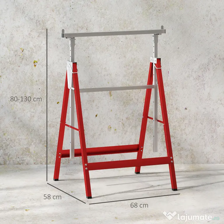 HOMCOM set suport de lucru din tuburi de otel, 68x58x80 cm