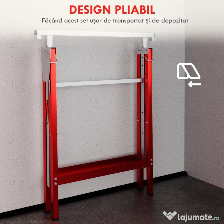 HOMCOM set suport de lucru din tuburi de otel, 68x58x80 cm