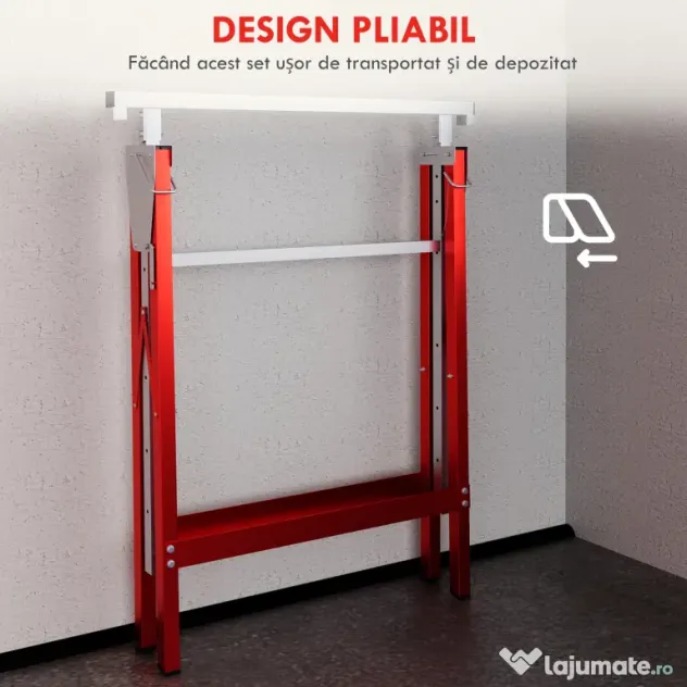 HOMCOM set suport de lucru din tuburi de otel, 68x58x80 cm