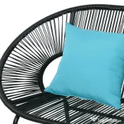 Outsunny Bancă de grădină cu 2 locuri din metal și sfoară din rășină cu 2 perne - dim. 132L x 72l x 83Î cm - negru | Aosom Romania