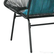 Outsunny Bancă de grădină cu 2 locuri din metal și sfoară din rășină cu 2 perne - dim. 132L x 72l x 83Î cm - negru | Aosom Romania