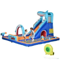 Outsunny Castel Gonflabil Copii 6‑in‑1 – Parc Acvatic cu Tobogan & Piscina