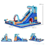 Outsunny Castelul Gonflabil cu Tobogan, Piscină, Perete de Cățărare, Tun de Apă, Parc Acvatic Gonflabil, 440x350x240 cm, Multicolor | Aosom Romania 