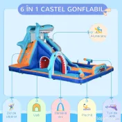 Outsunny Castelul Gonflabil cu Tobogan, Piscină, Perete de Cățărare, Tun de Apă, Parc Acvatic Gonflabil, 440x350x240 cm, Multicolor | Aosom Romania 