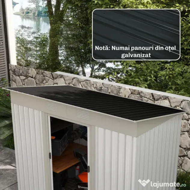 Outsunny Panouri pentru Acoperiș din Oțel, 12 Foi Galvanizate pentru Acoperișuri și Pereți, 129x45 cm, Gri Închis | Aosom Romania
