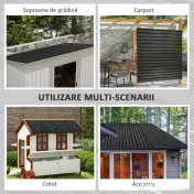 Outsunny Panouri pentru Acoperiș din Oțel, 12 Foi Galvanizate pentru Acoperișuri și Pereți, 129x45 cm, Gri Închis | Aosom Romania