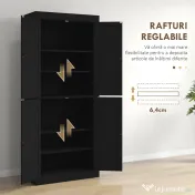 HOMCOM Dulap Înalt de Bucătărie cu 6 Rafturi și 2 Uși, Dulap cu Rafturi Reglabile din Lemn, 76x40,5x184 cm, Alb | Aosom Romania 