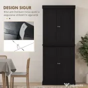 HOMCOM Dulap Înalt de Bucătărie cu 6 Rafturi și 2 Uși, Dulap cu Rafturi Reglabile din Lemn, 76x40,5x184 cm, Alb | Aosom Romania 