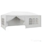 Outsunny Cort pentru Petreceri 6x3m cu Pereti Laterali Detasabili, Foisor de Gradina cu Usi si Ferestre, Alb