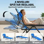 Outsunny Sezlong Plaja Pliabil cu 4 Nivele Rabatare si brațe, Greutate sustinuta 120 kg,Gri | Aosom Romania