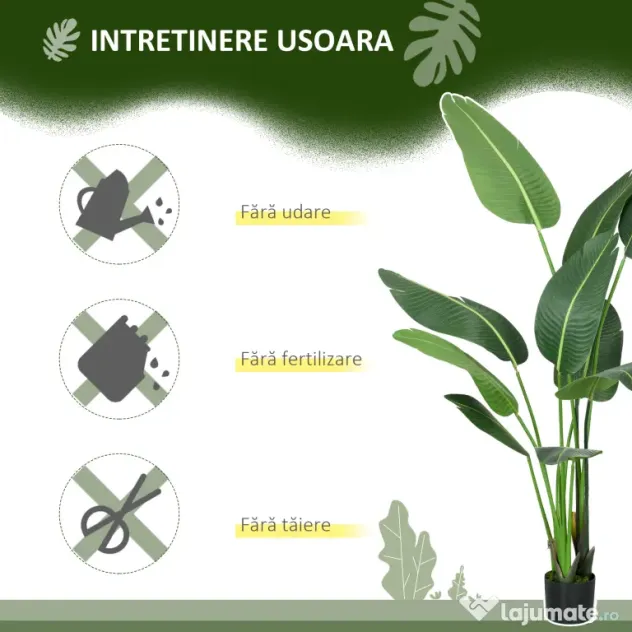 HOMCOM Palmierul Calatorilor Artificial de 5 metri Cu Ghiveci, Planta Artificiala, Pentru Decorarea Camerei De Zi, Biroului De Acasa | Aosom Romania
