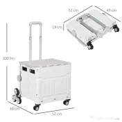 HOMCOM Cărucior de cumpărături pliabil, din aluminiu, cu roți pentru scări, alb 