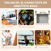 HOMCOM Cărucior de cumpărături pliabil, din aluminiu, cu roți pentru scări, alb 