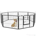 PawHut Grilaj modular pentru câini, 8 piese, din oțel pentru interior și exterior, 80x60 cm, negru