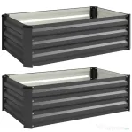 Outsunny Set de 2 jardiniere pentru grădină cu fund deschis, din oțel galvanizat, 100x60x30cm, gri