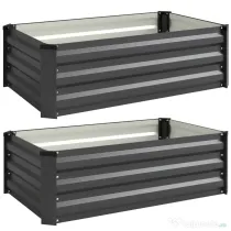 Outsunny Set de 2 jardiniere pentru grădină cu fund deschis, din oțel galvanizat, 100x60x30cm, gri