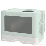 PawHut Litieră de nisip pentru pisici cu Capac, Intrare Dublă, Sertar, Lopățică, Verde | Aosom Romania