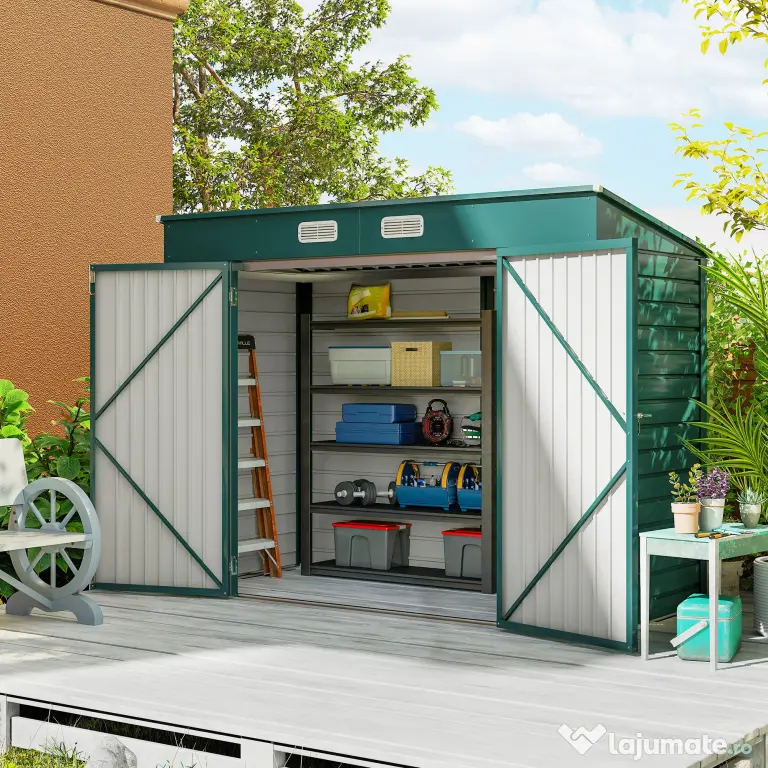 Outsunny Sopron Gradina 8×4 ft – Otel Galvanizat pentru Depozitare | Aosom Romania