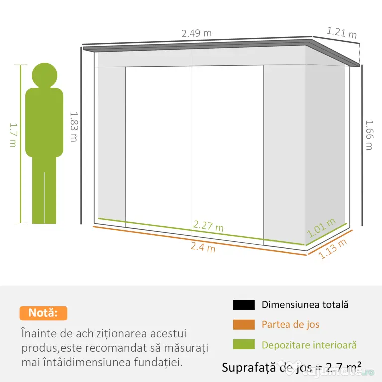 Outsunny Sopron Gradina 8×4 ft – Otel Galvanizat pentru Depozitare | Aosom Romania