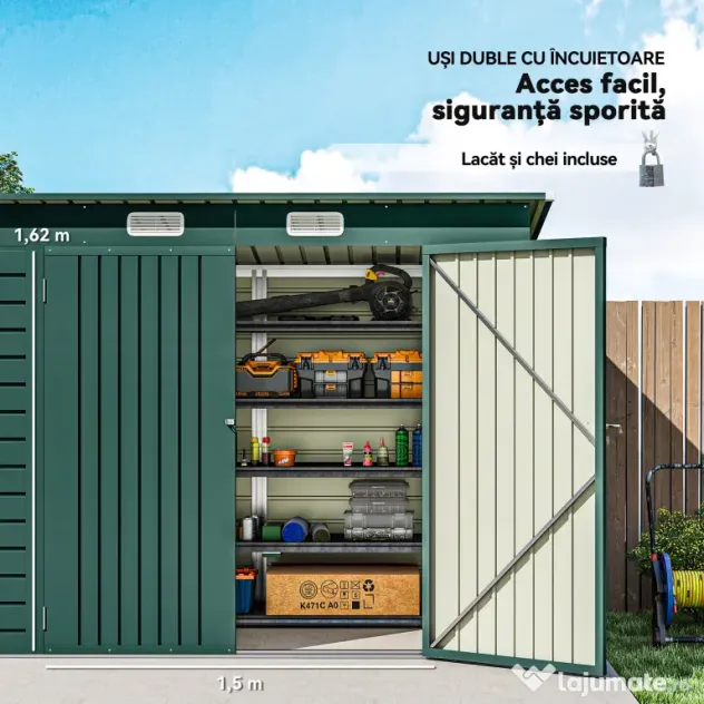 Outsunny Sopron Gradina 8×4 ft – Otel Galvanizat pentru Depozitare | Aosom Romania