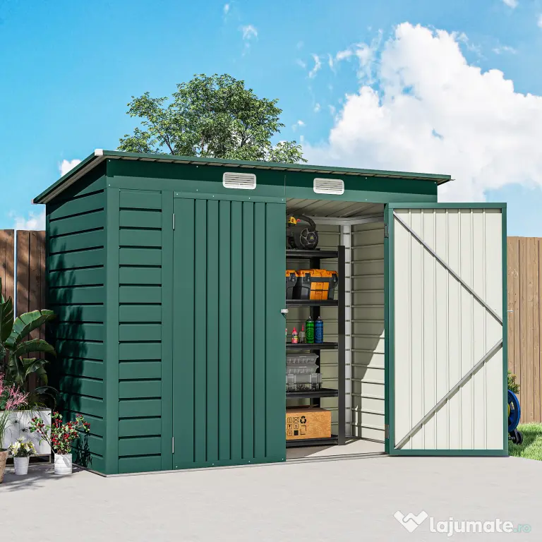 Outsunny Sopron Gradina 8×4 ft – Otel Galvanizat pentru Depozitare | Aosom Romania