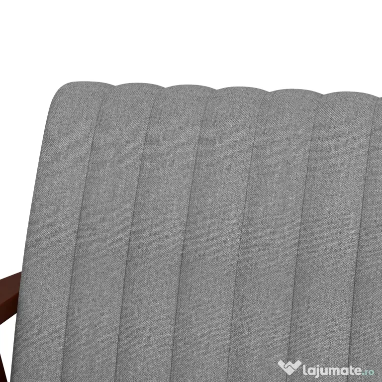 HOMCOM Fotoliu Tip Scaun din Material, Fotoliu Capitonat pentru Dormitor, Sufragerie, cu Picioare din Lemn, 64x74,5x75,5 cm, Gri | Aosom Romania