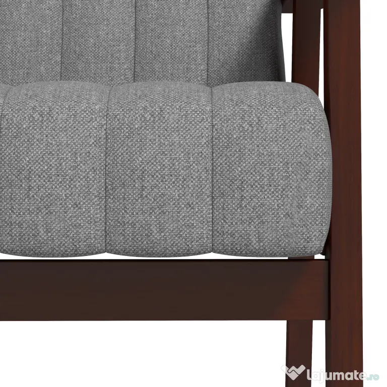 HOMCOM Fotoliu Tip Scaun din Material, Fotoliu Capitonat pentru Dormitor, Sufragerie, cu Picioare din Lemn, 64x74,5x75,5 cm, Gri | Aosom Romania