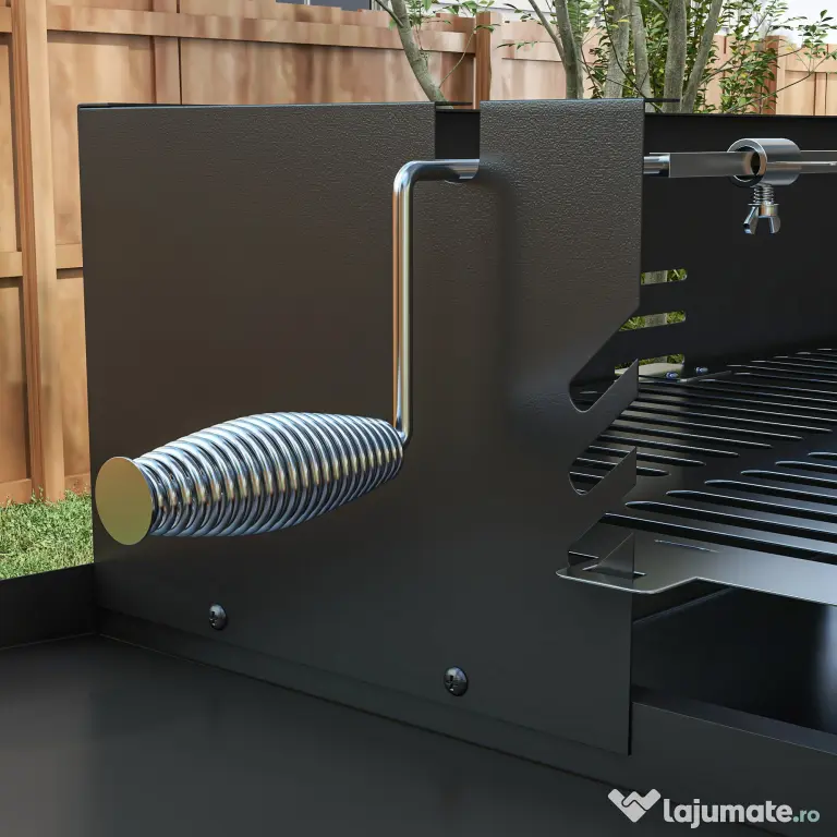 Outsunny BBQ Rotisserie Grill Charcoal Split Roaster for Chicken Turkey 3-Level Grill Grate, Storage Shelves, Stainless Steel | Aosom Romania